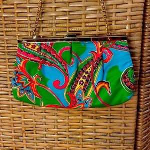 Lilly Pulitzer Kisslock, Clutch Bag. 💦💛 Turquoise, Gold Chain & Finish. NWB